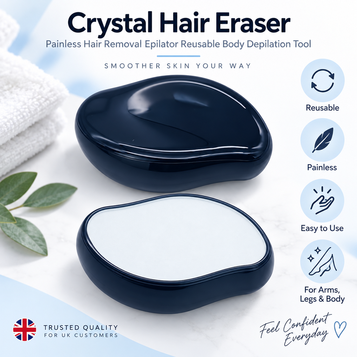 Crystal Hair Eraser Painless Hair Removal Epilator Reusable Body Depilation Tool